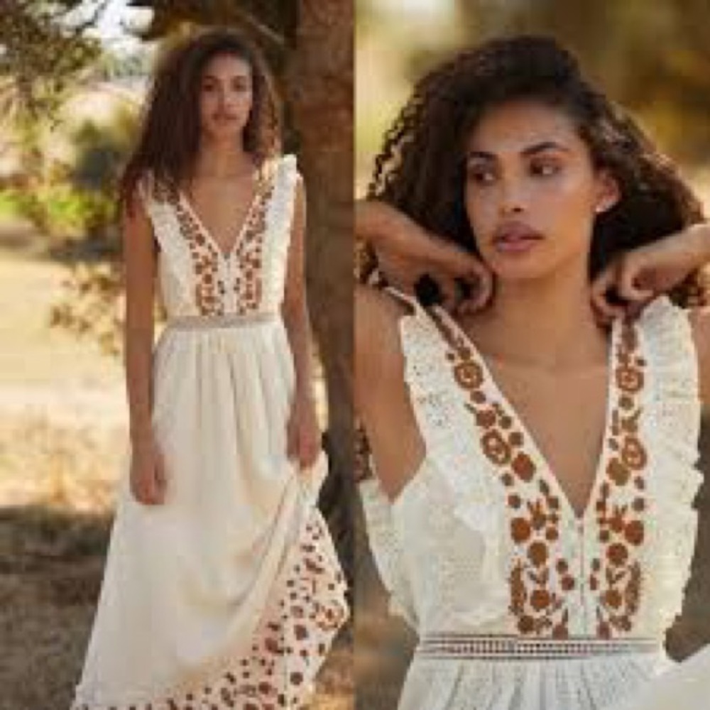 Allison New York Embroidered Lace Maxi Dress Ivory Size M NWT - Picture 1 of 9